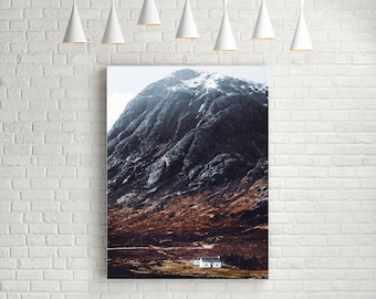 Glencoe Mountain Lodge Photo Print, Scottish Highlands (Framed or Canvas)