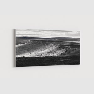 Peak District Print Stanage Edge Panoramic Black and White Landscape Photography Climbing Outdoor Sheffield Wall Art Derbyshire Framed Canvas Print