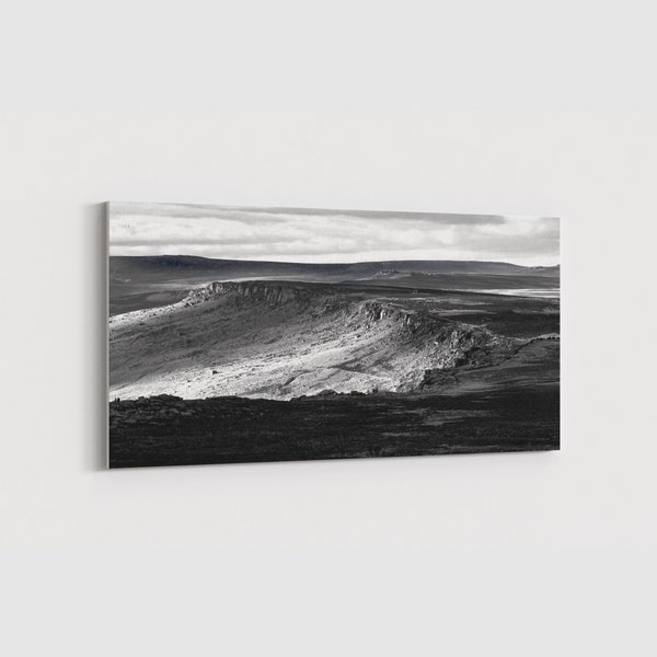 Peak District Print Stanage Edge Panoramic Black and White Landscape Photography Climbing Outdoor Sheffield Wall Art Derbyshire Framed