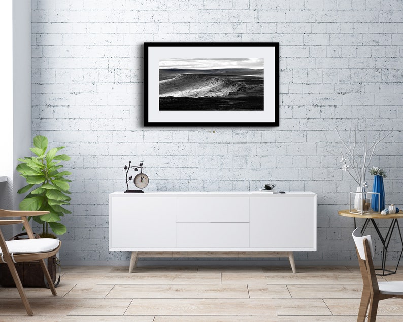 Peak District Print Stanage Edge Panoramic Black and White Landscape Photography Climbing Outdoor Sheffield Wall Art Derbyshire Framed image 7