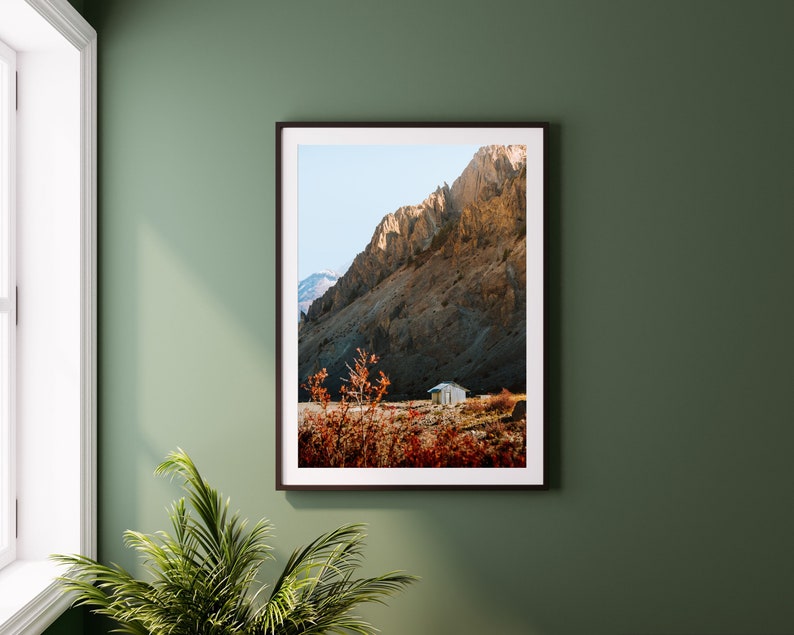 MOUNTAIN SHACK Print, Framed, Canvas Manang Nepal Annapurna Circuit Mountain Landscape Photo Original Wall Art, Home Decor, Gift image 3