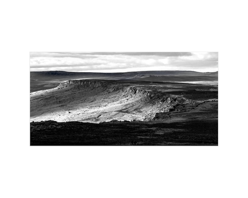 Peak District Print Stanage Edge Panoramic Black and White Landscape Photography Climbing Outdoor Sheffield Wall Art Derbyshire Framed image 5