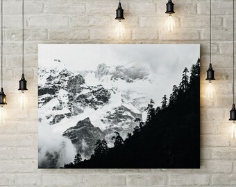 Borrowed Mountains - Black and White Nepal Himalaya Landscape Photo, Fine Art Print, Framed or Canvas, Original Artwork, Home Decor