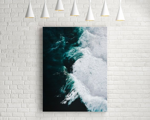Abstract Ocean Wave Print: Aerial Sea Photography, Madeira Wall Art