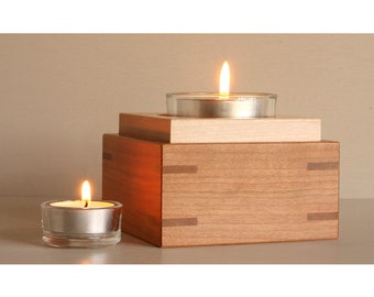 Candle holder, Tea light candle holder, Rectangular candle holder, Wooden candle holder