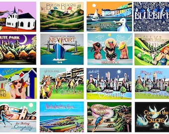 Bargain- 10 Welsh themed art-nouveau postcards, mix and match. Wales, birthday gift, summer