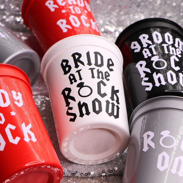 ROCK SHOW Cups Emo Punk Rock Alternative Rockstar Bachelorette Party Favors | Rockstar Bride, Bride at the Rock Show, Bach Tour