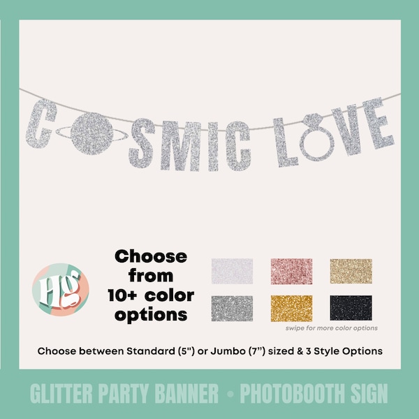 COSMIC LOVE Galactic Bash Outer Space Bachelorette Glitter Banner - Space Cowgirl, Outerspace bachelorette, Astrology Bach