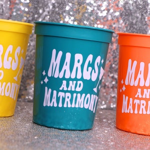 MARGS AND MATRIMONY Cups for Fiesta Bachelorette Party | Last Margarita as a Senorita, Margaritas with my Senoritas