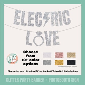 ELECTRIC LOVE BANNER for 90s Neon Bachelorette - Bach to the 90s, Throwbach Bachelorette Decor