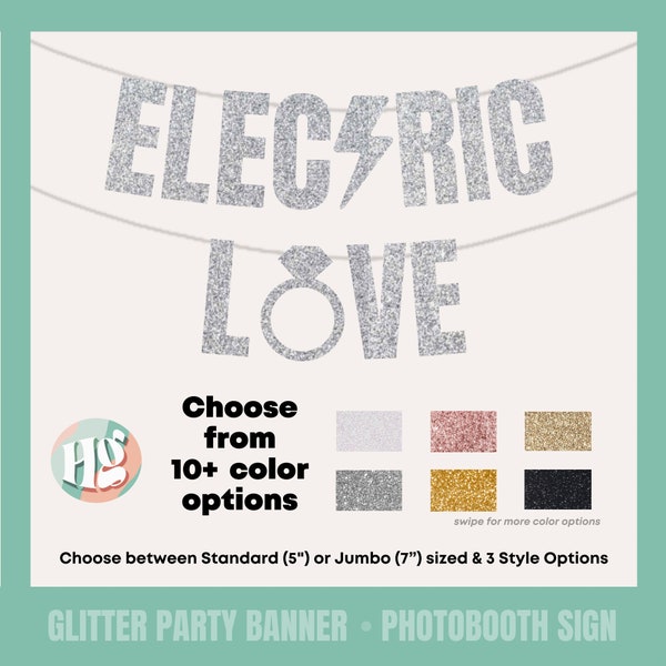 ELECTRIC LOVE BANNER for 90s Neon Bachelorette - Bach to the 90s, Throwbach Bachelorette Decor
