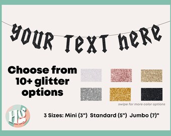 Custom Rock n Roll Punk Rock Emo Gothic Glitter Banner - Rock Star Bachelorette, Bride’s Farewell Tour, Spooky Halloween Bride