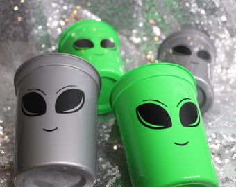 Alien Face Stadium Cup for Space Themed Bachelorette Party | Galactic Bash, Space Cowgirl Decor, UFO Theme Favors