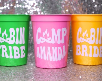 CAMP BACH Bachelorette Party Cups | Last Trail Before the Veil, Flannel Fling Before the Ring, Hiking Winter Bachelorette, Cabin Bride Tribe