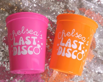 Bride's Last Disco, 70s Decades Bachelorette Party Cups | Bach to the 70s, Disco Bachelorette Party Decorations