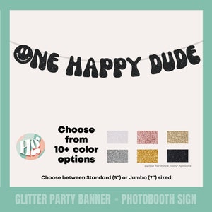 ONE HAPPY DUDE Banner for Groovy First Birthday, Smiley Face Party, Baby’s First Birthday, Retro Kids Party