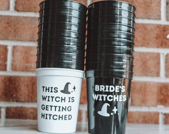 BRIDE’S WITCHES PERSONALIZED Cups for Witchy Bachelorette Party | Witch Getting Hitched, Spooky Boochelorette, Bride’s Coven