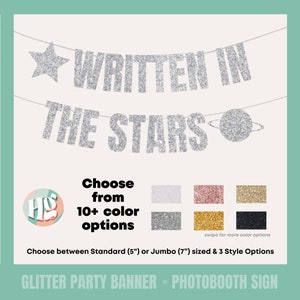 Written in the Stars Galactic Bash Outer Space Bachelorette Glitter Banner - Space Cowgirl, Outerspace bachelorette, Astrology Bach, Cosmic