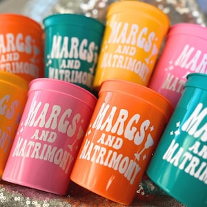MARGS AND MATRIMONY Cups for Fiesta Bachelorette Party | Last Margarita as a Senorita, Margaritas with my Senoritas