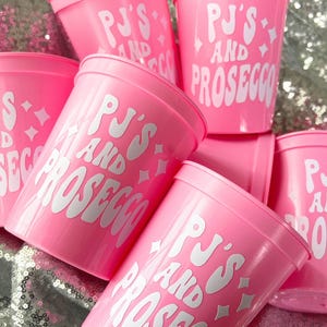 PJ's and Prosecco Bachelorette Party Stadium Cups | Sleepover Theme Party Favors, Girls Gone Mild image 1