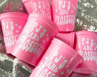 PJ's and Prosecco Bachelorette Party Stadium Cups | Sleepover Theme Party Favors, Girls Gone Mild