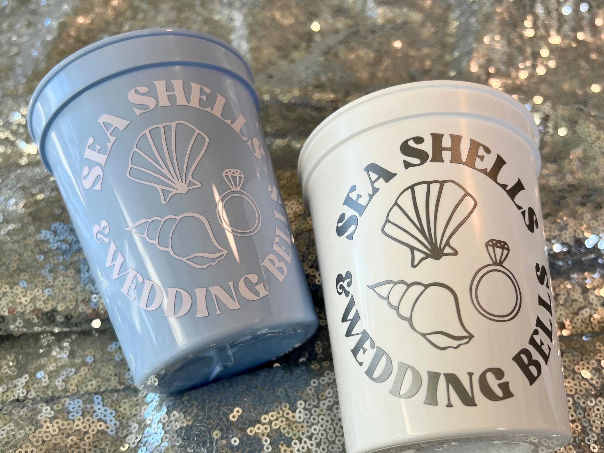 SEASHELLS and WEDDING BELLS Stadium Cup for Bachelorette Party | Last Toast on the Coast, Coastal Grandma, Seashell Decor, Nautical theme