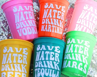 DRINK TEQUILA Cups for Margs & Matrimony Bachelorette Party | Save Water Drink Tequila