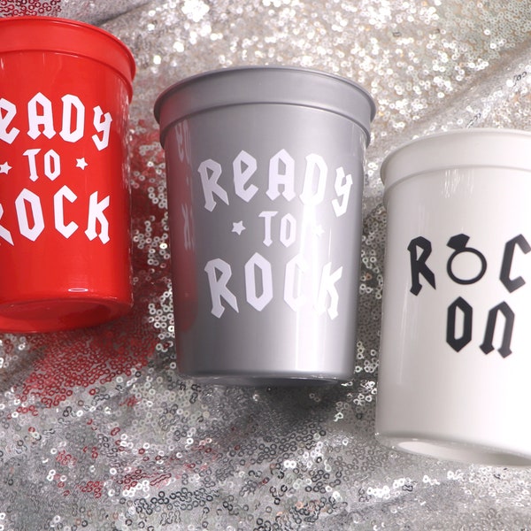 READY TO ROCK Cups for Emo Punk Rock n Roll Alt Goth Bachelorette | He put a rock on it, Rock on, Rockstar Bride