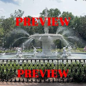 Savannah, Georgia, Forsyth Brunnen Postkarte digitaler Download