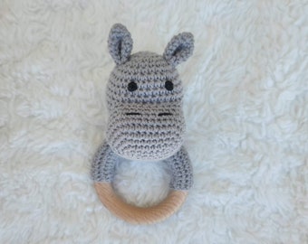 Crochet Hippo Rattle Toy