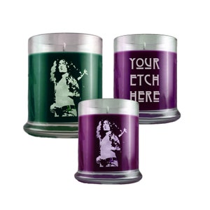 Robert Plant Etched Candle, Pick Wax Color & Scent, Keepsake Glass Engraved, One of a kind gift idea, 12oz Jar, Led Zeppelin Candle