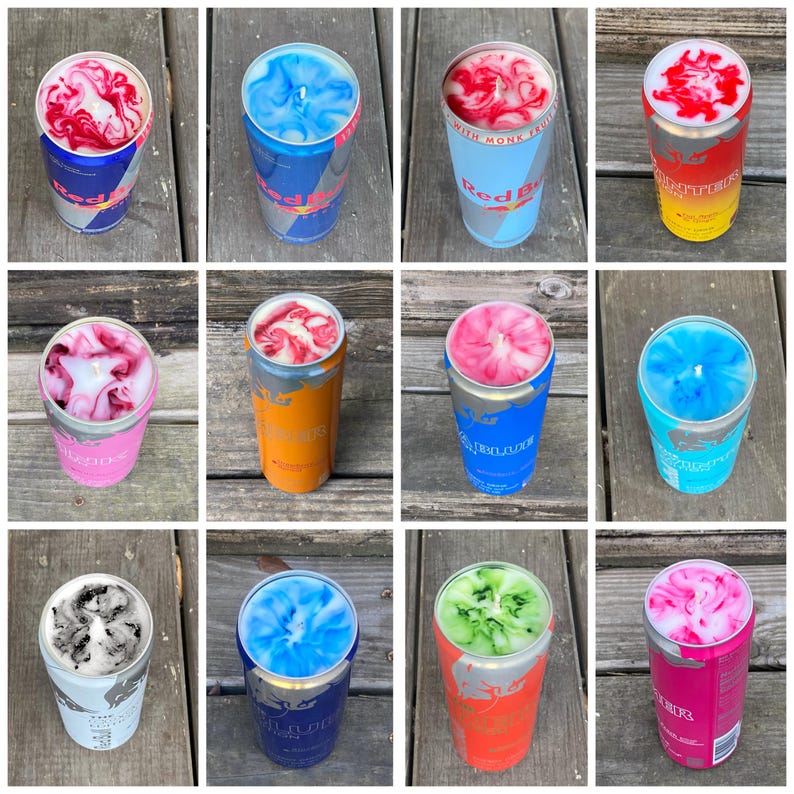 Red Bull Can Candles: Upcyled Energy Drink All Flavors, Custom Scent Or Wax Color imagen 9