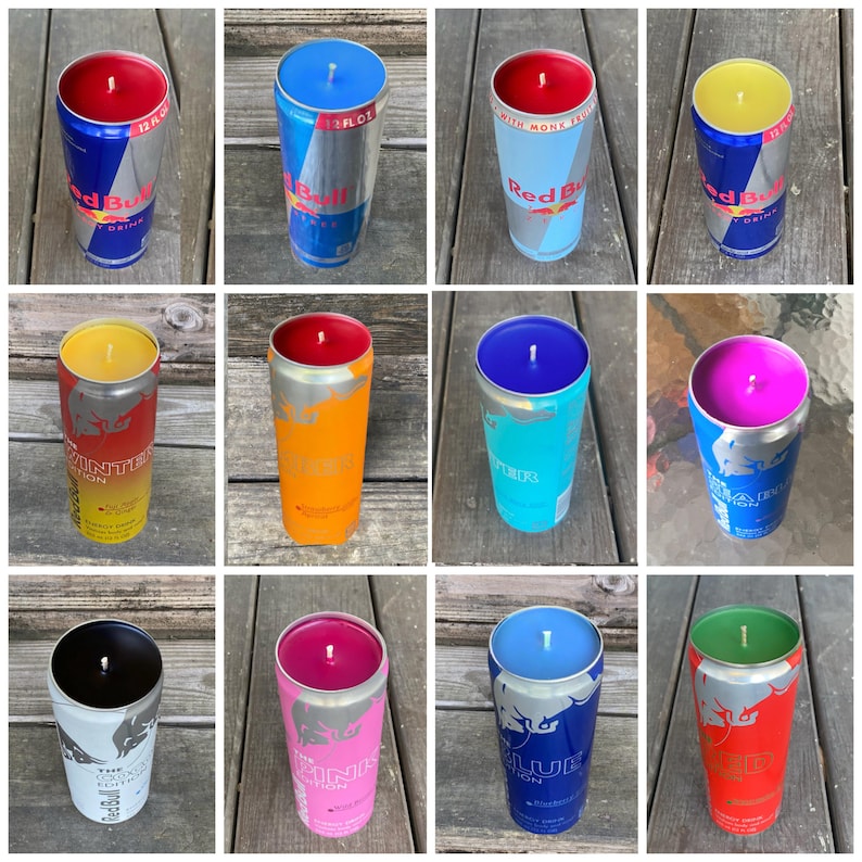 Red Bull Can Candles: Upcyled Energy Drink All Flavors, Custom Scent Or Wax Color imagen 7