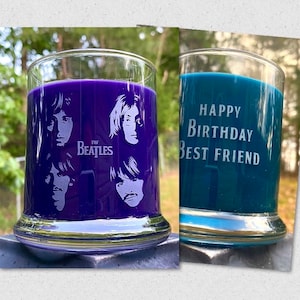 The Beatles Candle, Customizable Etched Glass, Personalizable Keepsake Jar, Engraved Name or Message, Choose Scent Color Font, Music Fan Art