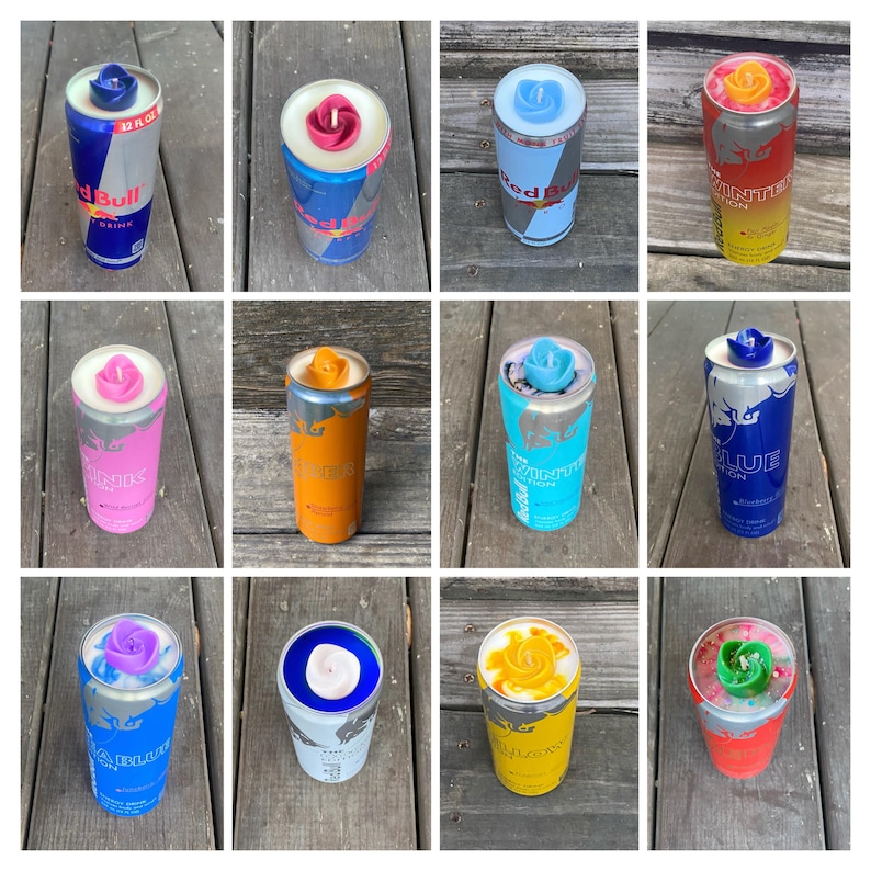 Red Bull Can Candles: Upcyled Energy Drink All Flavors, Custom Scent Or Wax Color imagen 10