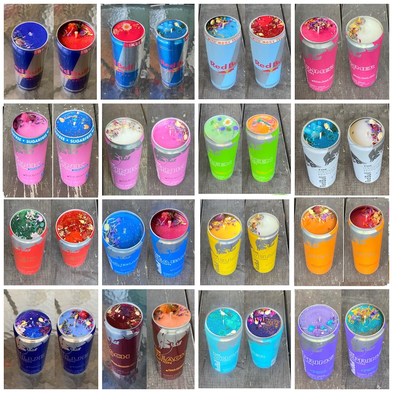 Red Bull Can Candles: Upcyled Energy Drink All Flavors, Custom Scent Or Wax Color imagen 14