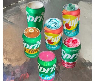Velas recicladas de Sprite y 7 Up: Ediciones limitadas, lata de refresco, cualquier color de cera con aroma, Sprite Plus Tea, Chill