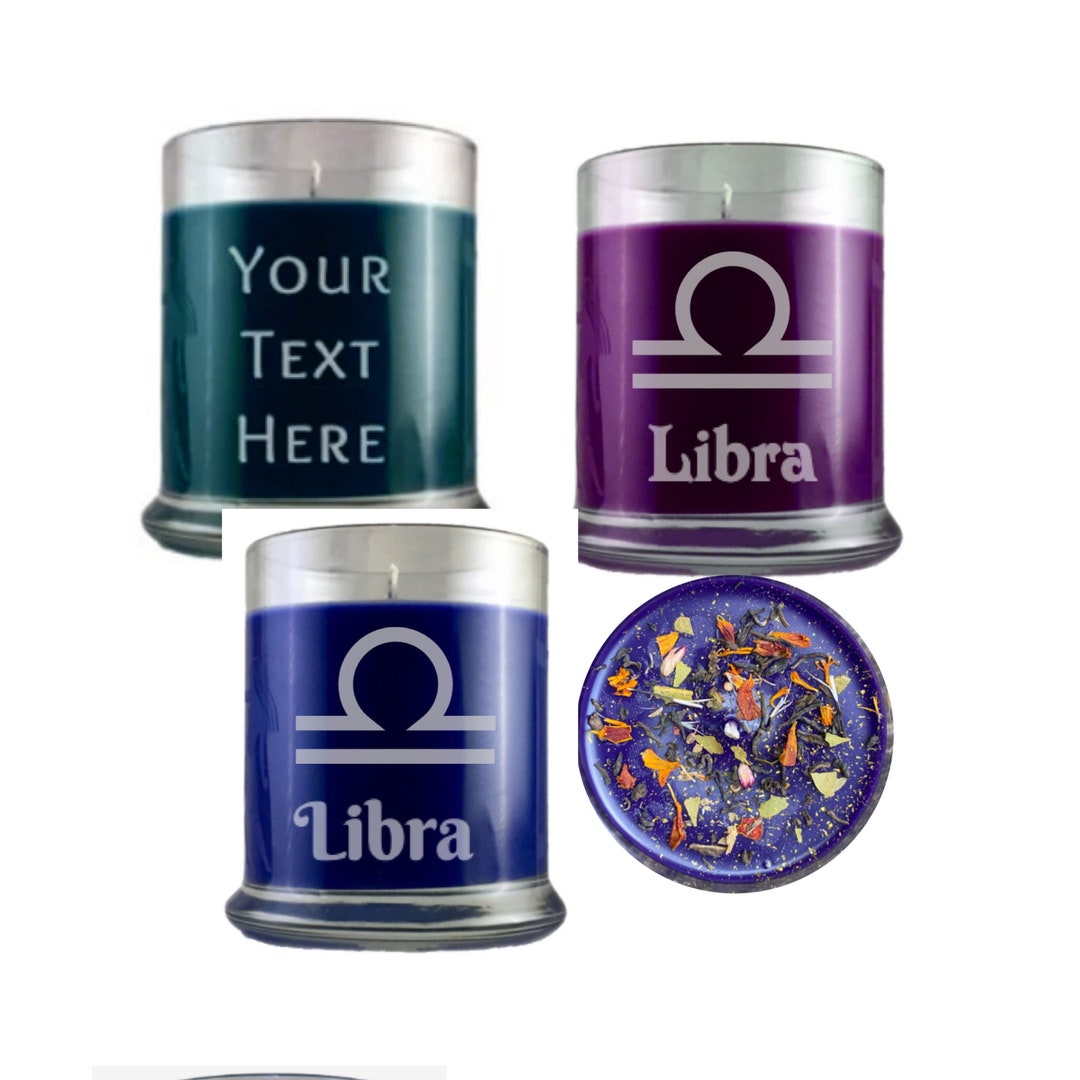 Libra Candles Personalized Zodiac Etched Glass Choose Scent Etsy