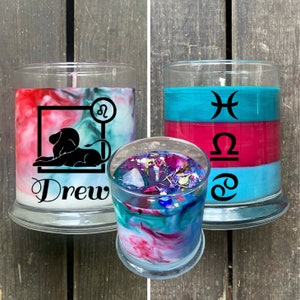 Vela personalizada con la carta natal del zodiaco, colores y aromas de tu carta natal astrológica