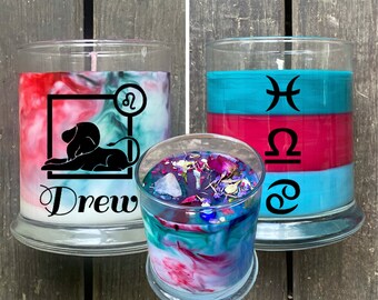 Vela personalizada con la carta natal del zodiaco, colores y aromas de tu carta natal astrológica