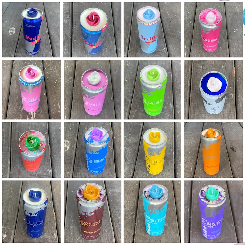 Red Bull Can Candles: Upcyled Energy Drink All Flavors, Custom Scent Or Wax Color imagen 15