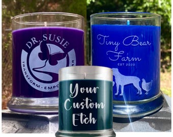 Customized Candle Etched, Scent & Color, Personalized