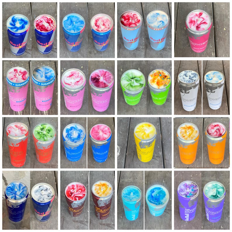 Red Bull Can Candles: Upcyled Energy Drink All Flavors, Custom Scent Or Wax Color imagen 12