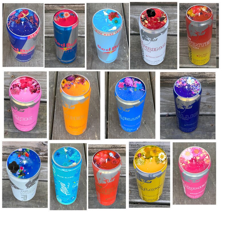 Red Bull Can Candles: Upcyled Energy Drink All Flavors, Custom Scent Or Wax Color imagen 8