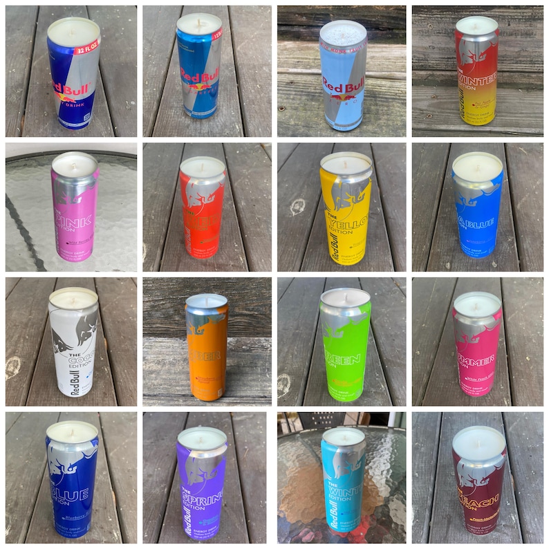 Red Bull Can Candles: Upcyled Energy Drink All Flavors, Custom Scent Or Wax Color imagen 19