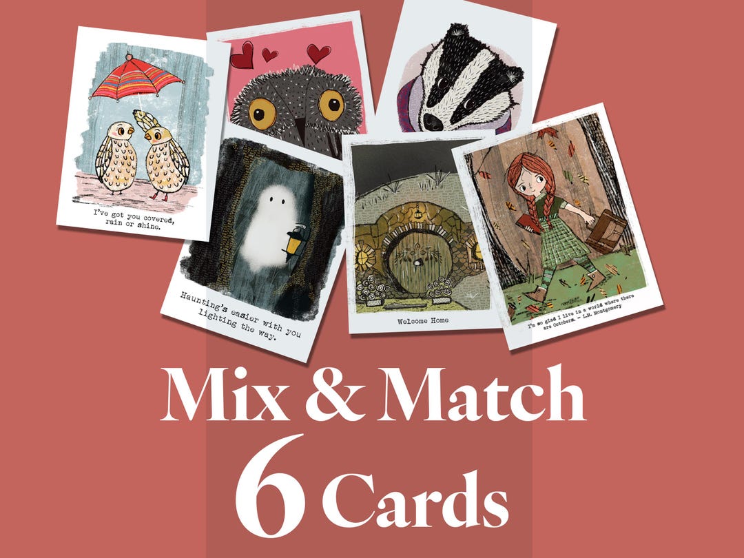 Mix & Match Any 6 Cards – Your Choice | Hand-illustrated, Whimsical Art ...