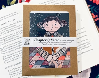 Bookish Literary Greeting Card Set - 8 Chapter & Verse Designs for Book Lovers and Readers