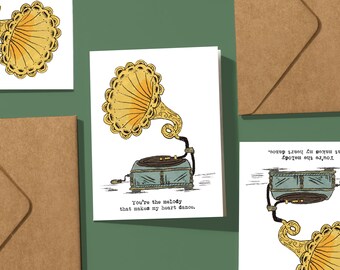 Gramophone Love Card: Romantic Music Anniversary Card