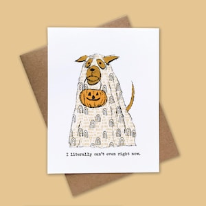 Funny Ghost Dog Halloween Card: Quirky Illustrated Design