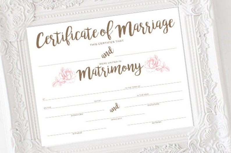 INSTANT DOWNLOAD Marriage Certificate Wedding Certificate Etsy Finland